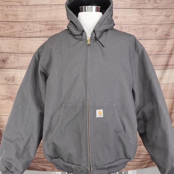 Carhartt Jacket Mens 2XL Gray Hooded Quilted Lined Workwear J140 Made USA - Picture 1 of 11